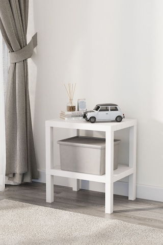 2 Katlı Dikey Raf, Plastik Sehpa, Balkon Rafı, Saksılık, Banyo Mutfak Rafı, Beyaz Beyaz