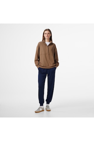 Nautica Kadın Kahverengi Regular Fit Sweatshirt Düz 57k605t Kahverengi