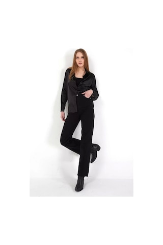 Yüksek Bel Wide Leg Jean Siyah