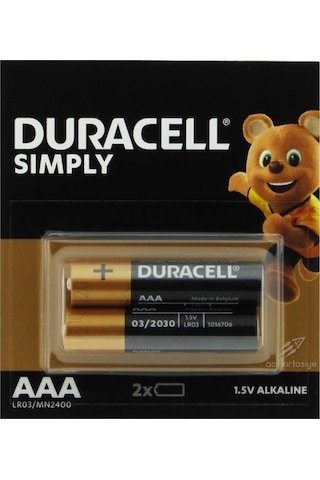 Duracell Simply 1.5v Alkaline Aaa İnce Kalem Pil 2'li Paket