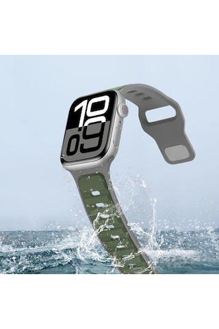 Apple Uyumlu Watch 42mm 44mm 45mm S10 46mm Ultra 49mm Çift Renkli Spor Silikon Kordon Nefes Alabilir