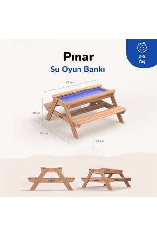 Ovlo Çocuk Su Havuzlu Etkinlik Masası 3-8 Yaş 4 Kişilik Pınar Naturel
