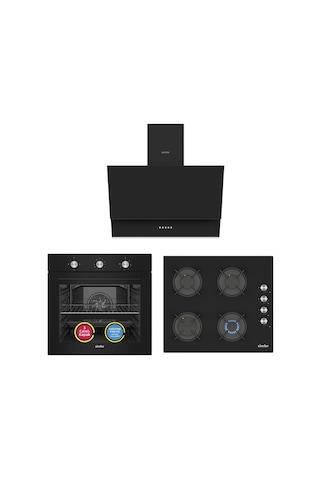 Simfer SB8228 - T3046 - SD8708 Trend Mekanik Siyah 3'lü Ankastre Set