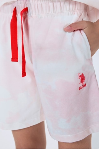 U.S. Polo Assn. Kız Çocuk Şort Takım, İki İplik, Pamuk / Cotton Coral