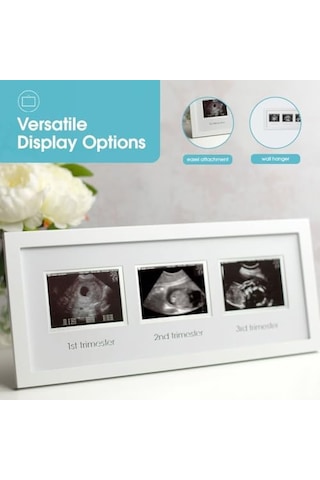 Pearhead 87038 Trimester Sonogram Frame Deluxe, Fotoğraf Çerçevesi İçin Üç Ultraschallaufnahmen, Beyaz Açık Gri
