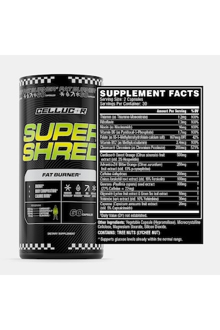 Cellucor Super Shred Fat Burner Thermogenic Power & High Stimulant Energy 60 Caps Aromasız