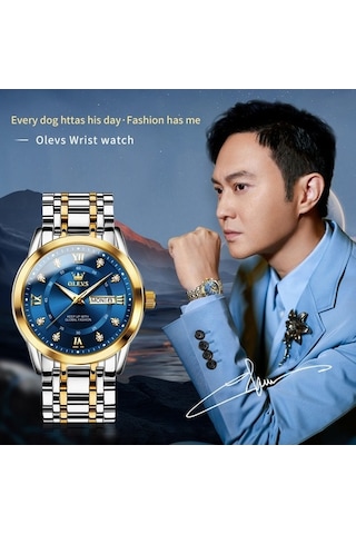 Fastbuy Ölçüsü 5513, Erkek İş Saati, Mavi-altın Renkli, Su Geçirmez, Kuvars, Çok Renkli Çok Renkli