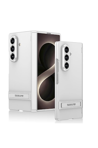 Samsung Galaxy Uyumlu Z Fold 8 Ultra Kılıf Zore Kıpta Standlı Kapak Gümüş