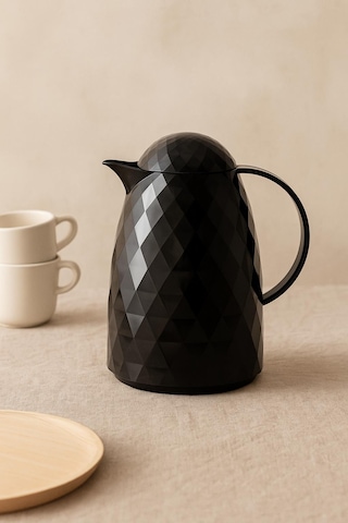 1 Lt Akrilik Siyah Çay Termosu 12 Saat Sıcak 24 Saat Soğuk Siyah