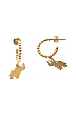 Masaliko 925 Ayar Fil Gümüş Küpe, Altın Kaplama, Günlük Kulanım Altın