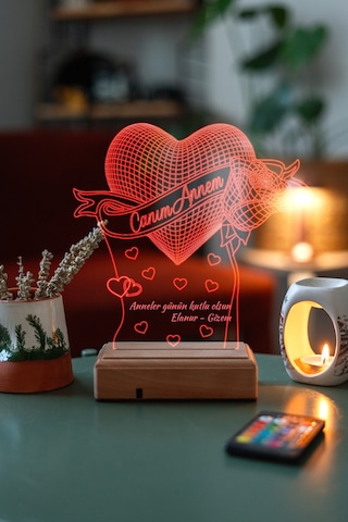 Kişiye Özel Anneler Günü Hediyesi 3D Led Lamba