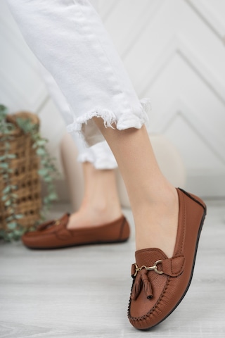 Khayt Tassel Casual Günlük Kadın Babet Ayakkabı Taba