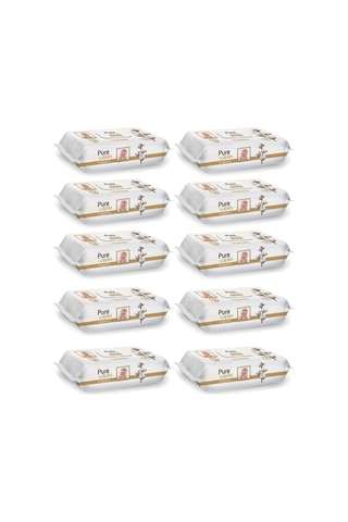 Pure Wipes Pamuklu Organic Islak Mendil 90' Lı 10 Paket 900 Yaprak Pure-Mndl-90