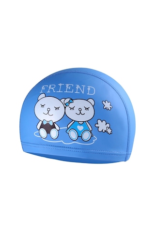 Pazly--yüzmek Çocuklar Banyo Yüzme Şapka Kız Erkek Hayvan Baskı Mavi Ayı Mavi