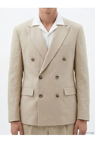 Lc Waikiki Bej Standart Kalıp Erkek Keten Blazer Ceket