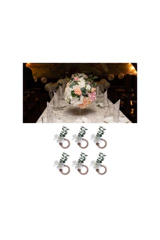 Homyl 6x Peçete Halkaları Parti Çiçekli Mutfak Festivali Tokaları Beyaz