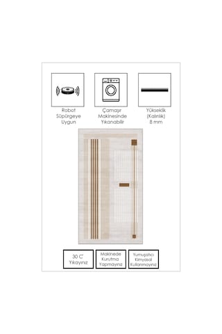 West Home Makinede Yıkanabilir Kaymaz Taban Leke Tutmaz Bej Modern Salon Halısı Mutfak Halısı Ve Yolluk Wh602 Beige