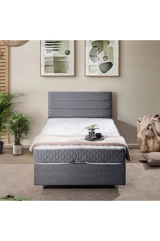 Sofia Tek Kişilik Baza Başlık Comfort Yatak Seti Gri 100 x 200