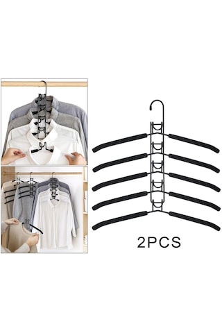 Homyl 5'i 1 Arada Çok Katmanlı Kanca Metal Elbise Askıları Siyah