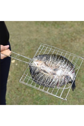 Barbekü İçin Yapışmaz Saplı Paslanmaz Çelik Izgara Filesi, Balık Ve Et İçin Izgara Filesi