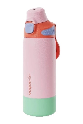 Vagonlife Çelik Tek Kapak Pipetli/ Pipetsiz Kullanım Kulplu Matara/termos Vgn1102 700ml - Resimli K Çok Renkli