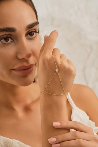 Sefa Gold 14 Ayar Altın Damla Taşlı Şahmeransfgshmr02 Sarı Altın