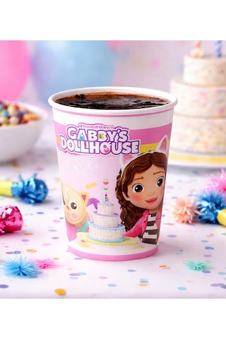 Gabby S Dollhouse Temalı 8-9 Oz Karton Parti Bardağı - Doğum Günü Malzemeleri 10 Adet Diğer