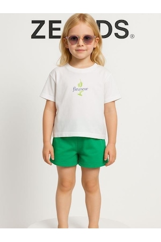 Nk Kids Kız Çocuk Pamuklu Desenli T-shirt-15873 Ekru