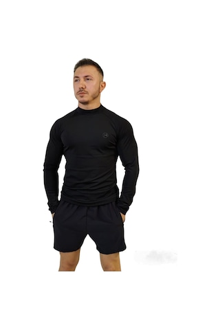 Nature The Brand Siyah Aktif Basınç Erkek Antrenman Tişört, Koşu Fitness Ağırlık Terletmez Tişört SIYAH