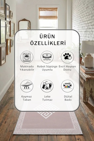 Yıkanabilir Yolluk Beyaz