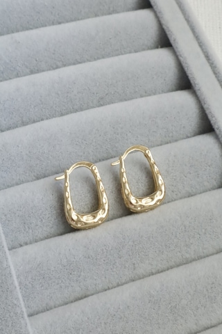 Kadın Küpe Kararmaz 14k Renk Vip Seri Krater U Model 2cm Halka Küpe Altın