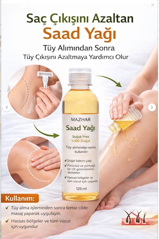 Tüy Azaltıcı Ve Tüy Önleme Saad Yağı Ağı Saad Yağı 125 Ml