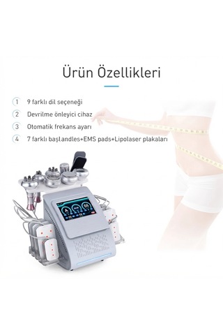 Profesyonel Kavitasyon Cihazı 9'u 1 Arada Rf Radyofrekans Yüz Cilt Sıkılaştırma Vücut Şekillendirme 80k Ultrasonik Kavitasyon Lipo Vücut İncelme Estetik Bakım Makinesi
