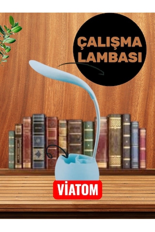 Kalemlikli Led Masa Lambası Siyah Şarjlı Led Masa Lambası Çok Renkli