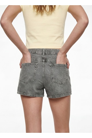 Koton Pamuklu Regular Fit Cepli Düğmeli Yıkamalı Mini Denim Şort Gri 6sal40207md