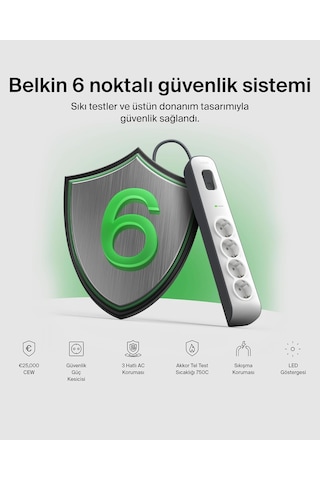 Belkin Bsv400vf2m 2 M 4 Lü Akım Korumalı Priz Mk2mk5bel0004 1 - 3 M