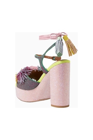 Kurt Geiger Pom Pom Tie 125 Platform Kadın Dolgu Topuk Sandalet Çok Renkli