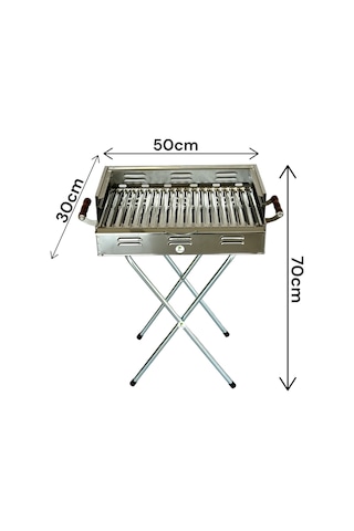Paslanmaz Çelikten Katlanır Ayaklı Ve 3 Kademeli Mangal - Çantalı