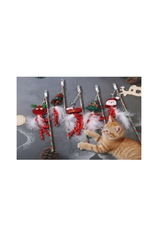 Premium Yılbaşı Temalı Zilli Kedi Oyun Oltası Avlanma Zamanı Arkadaş