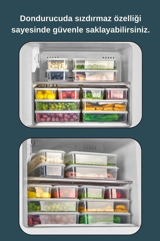 7'li Sızdırmaz Freshbox Kahvaltılık Saklama Kabı Seti / 1x3000 Ml + 6x300 Ml Şeffaf Şeffaf