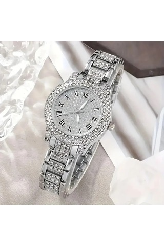 Elegant Saat İle Kolye+küpe+yüzük+bileklik 6 Parça Takı Seti