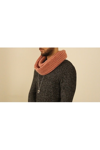 Boldy Örme Boyunluk Triko Atkı Somon Unisex (528295206)