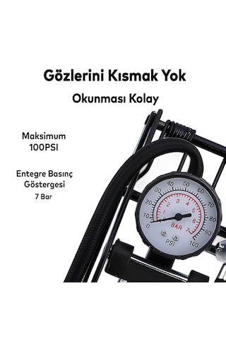 Oto Araç Lastik Pompası Ayak Hava Pompası Top Lastik Hava Şişirme Bisiklet Motosiklet Lastik Şişirme 1