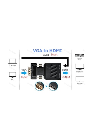 Vga To Hdmı Kablosu 4501A Çevirici Dönüştürücü Görüntü Adaptor Se