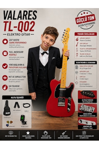 Valares Tl-q02 Elektro Gitar Kırmızı Ve Seti