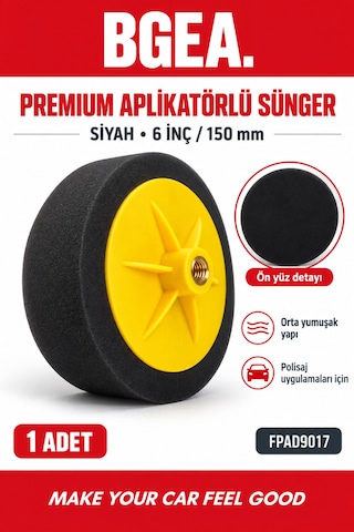 Bgea Premium Aplikatörlü Sünger Siyah 6 İnç 150 Mm