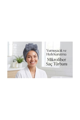 Prenses Peluş Mikrofiber Saç Kurulama Havlusu, Pratik Saç Bonesi - Duş, Makyaj Ve Bakım Saç Wrap Gri
