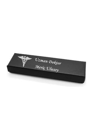 Doktorlara Özel İsim Yazılı Kutulu Roller Kalem Kişiye Özel Şık Metal Doktor Hediyesi Siyah