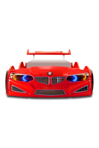 Gt2 - Arabalı Yatak - Araba Yatak, Işıklı, Kırmızı Tek Kişilik