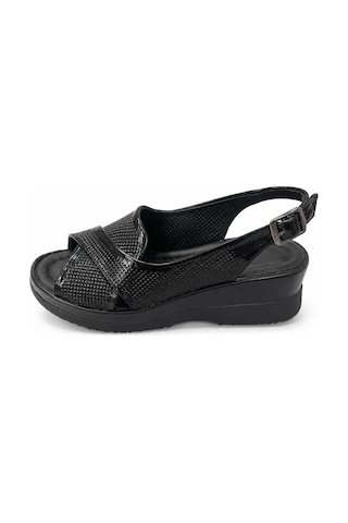 Trendyshose 06515 Rahat Hafif Dolgu Taban Garantili Kadın Günlük Sandalet Siyah